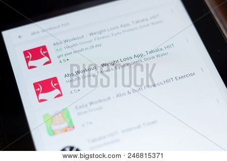 Ryazan, Russia - June 24, 2018: Abs Workout Weght Loss, Tabata, Hiit Icon On The List Of Mobile Apps