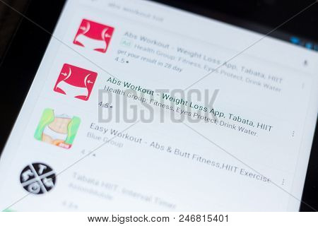 Ryazan, Russia - June 24, 2018: Abs Workout Weght Loss, Tabata, Hiit Icon On The List Of Mobile Apps