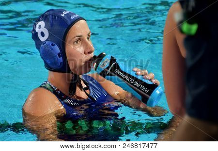 Budapest, Hungary - Jul 16, 2017. Keszthelyi Rita (hun) In The Preliminary Round. Fina Waterpolo Wor