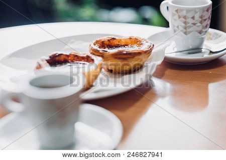 Traditional Portuguese Pastry And Coffee