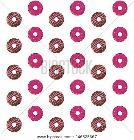 Pattern Of Donuts On A White Background