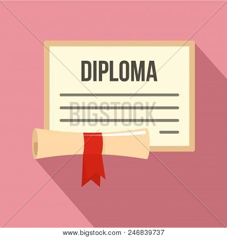 Graduation Diploma Icon. Flat Illustration Of Graduation Diploma Vector Icon For Web Design