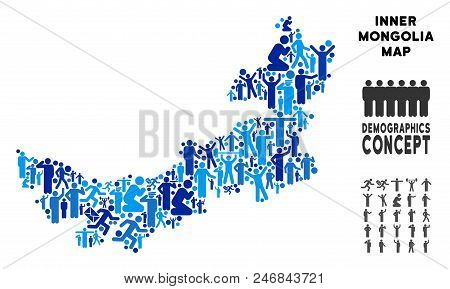 Vector Population Chinese Inner Mongolia Map. Demography Concept Of Chinese Inner Mongolia Map Done 