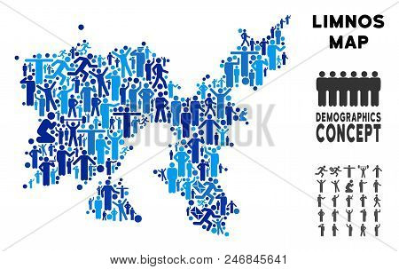 Vector Population Limnos Greek Island Map. Demography Concept Of Limnos Greek Island Map Organized O