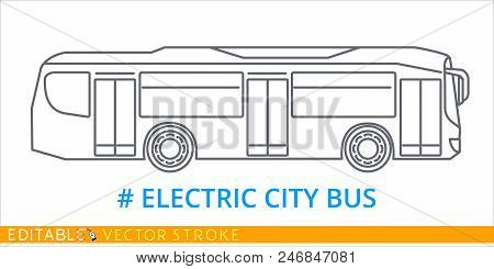 Electric Bus Icon. Editable Stroke Sketch Icon. Stock Vector Illustration.