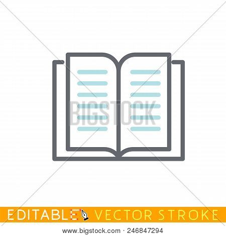 Open Book Icon. Editable Stroke Sketch Icon. Stock Vector Illustration.