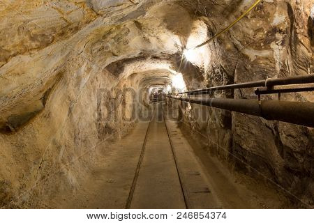 Inside Hazel-Atlas Mine in Black Diamond Regional Preserve. Solano County, California, USA.
