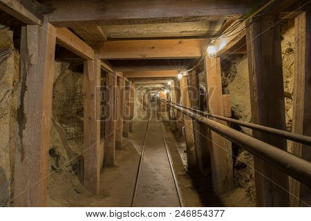 Inside Hazel-Atlas Mine in Black Diamond Regional Preserve. Solano County, California, USA.