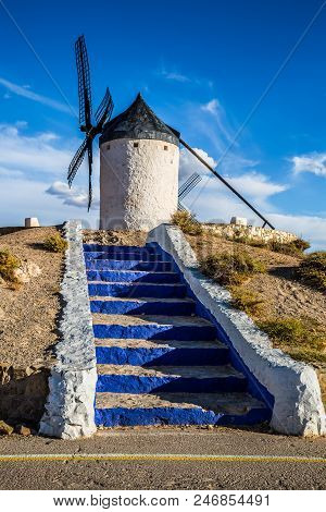 Famous Windmills In Consuegra At Sunset, Province Of Toledo, Castile-la Mancha, Spain