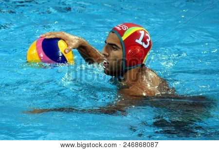 Budapest, Hungary - Jul 17, 2017. HRYSANTHOS Anthony australian waterpolo goalkeeper. FINA Waterpolo World Championship was held in Alfred Hajos Swimming Centre.