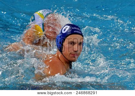 Budapest, Hungary - Jul 17, 2017. VARGA Denes, hungarian waterpolo player. FINA Waterpolo World Championship was held in Alfred Hajos Swimming Centre.