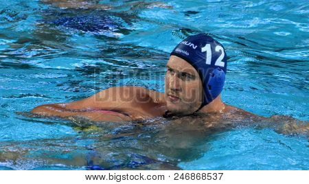 Budapest, Hungary - Jul 17, 2017.  HARAI Balazs, hungarian waterpolo player. FINA Waterpolo World Championship was held in Alfred Hajos Swimming Centre.