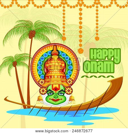 Vector Illustration Of Happy Onam Festival Background Of Kerala