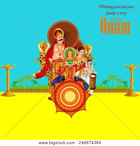 Vector Illustration Of Happy Onam Festival Background Of Kerala