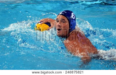 Budapest, Hungary - Jul 17, 2017. HOSNYANSZKY Norbert, hungarian waterpolo player. FINA Waterpolo World Championship was held in Alfred Hajos Swimming Centre.