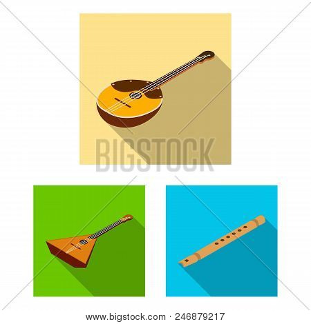 Musical Instrument Flat Icons In Set Collection For Design. String And Wind Instrument Isometric Vec
