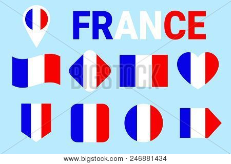 France Flag Vector Set. Collection Of French National Flags. Flat Isolated Icons. Illustration With 