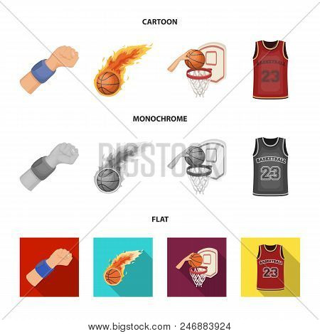 Basketball And Attributes Cartoon, Flat, Monochrome Icons In Set Collection For Design.basketball Pl