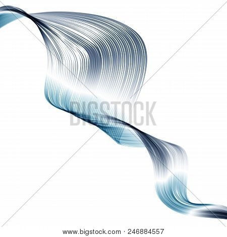 Abstract Vector Image. Blue Curved Wave. Modern Idea For Design