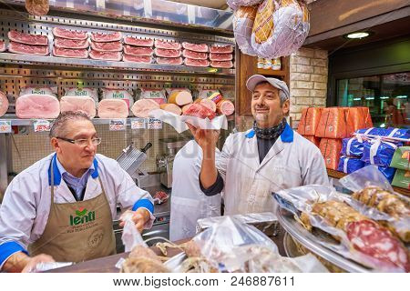 MILAN, ITALY - CIRCA NOVEMBER, 2017: staff in shop in Milan.