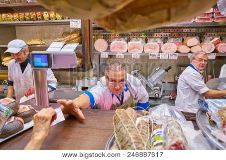 MILAN, ITALY - CIRCA NOVEMBER, 2017: staff in shop in Milan.