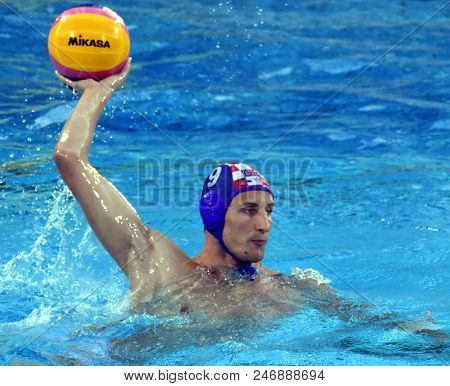 Budapest, Hungary - Jul 17, 2017. Sukno Sandro (cro) Playing Against Usa In The Preliminary Round. F