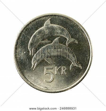 5 Icelandic Krona Coin (2005) Obverse Isolated On White Background