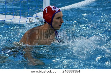 Budapest, Hungary - Jul 17, 2017. Bijac Marko, Goalkeeper Of Croatia. Fina Waterpolo World Champions