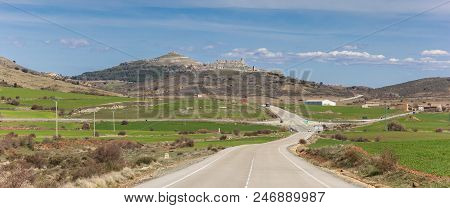 Panorama Of A Road Leading To Atienza In Castilla-la Mancha, Spain