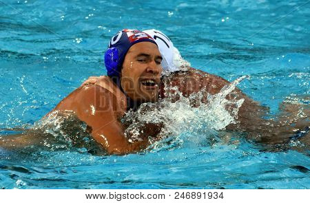 Budapest, Hungary - Jul 17, 2017. Krapic Ivan (cro) Playing Against Roelse Alex (usa) In The Prelimi