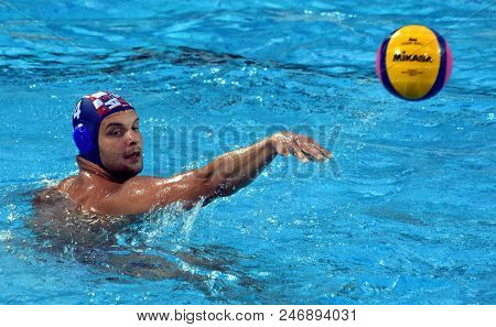 Budapest, Hungary - Jul 17, 2017. Loncar Luka (cro) Playing Against Usa In The Preliminary Round. Fi