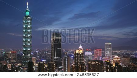Taipei city, Taiwan, 10 May 2018:- Timelaspe of Taipei city in the evening