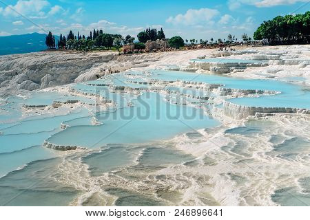 Natural Travertine Pools And Terraces In Pamukkale Turkey
