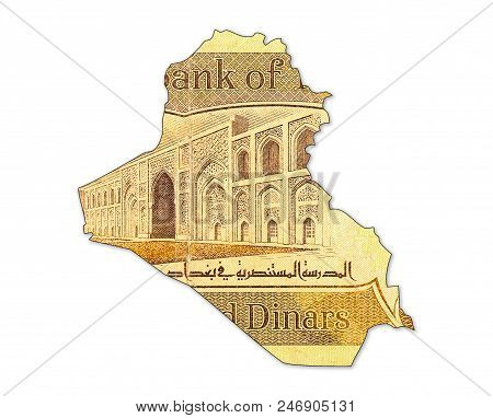 1000 Iraqi Dinar Bank Note In Shape Of Iraq