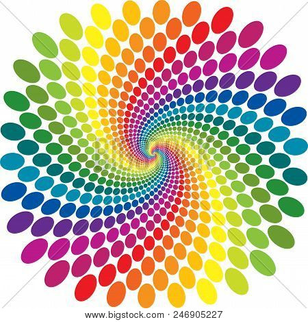 Rainbow Swirl Color Dot Screen Vector Abstract Background.