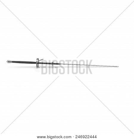 German Landsknecht Flamberge Sword On White Background. Side View. 3d Illustration