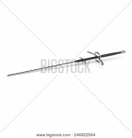 German Landsknecht Flamberge Sword On White Background. 3d Illustration