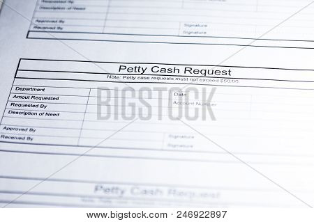 Petty Cash Request. Business Document. Cash Request Paper