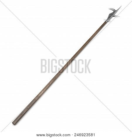 Guisarme Pole Weapon On White Background. 3d Illustration