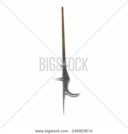Guisarme Pole Weapon On White Background. 3d Illustration
