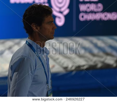 Budapest, Hungary - Jul 20, 2017. Oca Gaia Miguel Head Coach Of The Spanish Team. Fina Waterpolo Wor