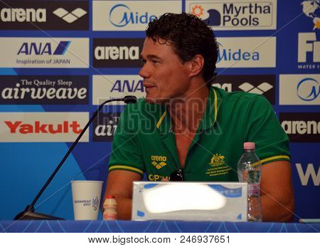 Budapest, Hungary - Jul 21, 2017. Jacco Verhaeren Coach On The Press Conference Of The Swimming Team