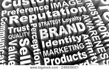 Brand Stategy Company Identity Management Word Collage 3d Illustration