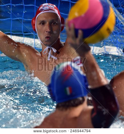 Budapest, Hungary - Jul 25, 2017. Bijac Marko, Goalkeeper Of The Croatia Team. Fina Waterpolo World 