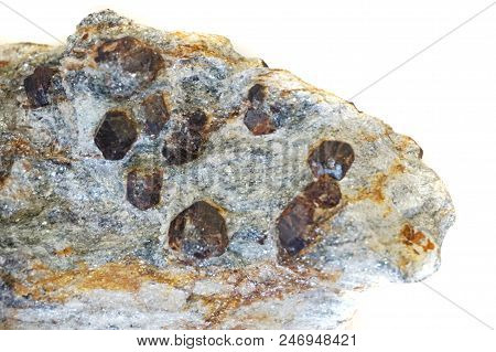 Red Garnet Mineral Isolated On The White Background