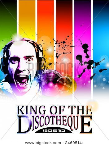 Rei do cartaz de evento discoteca flyer tor música alternativa. basckground é cheio de brilho e