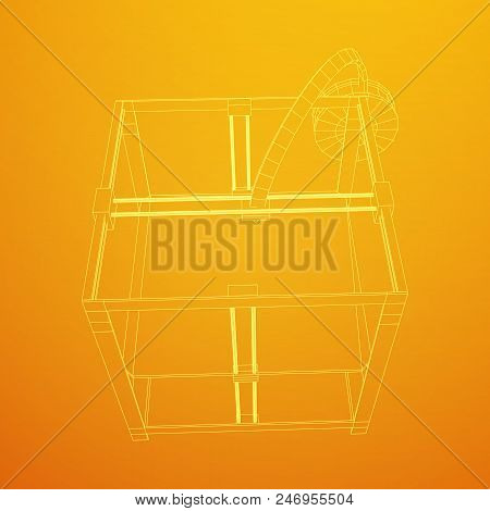 3d Printer Wireframe Low Poly Mesh Vector Illustration