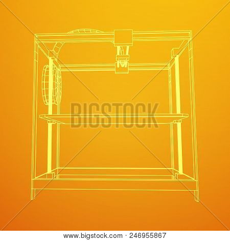 3d Printer Wireframe Low Poly Mesh Vector Illustration