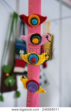Artificial Bird Made Out Of Colored Handicrafts Elements