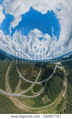 Sphere Planet. Riga, Latvia, Virtual, Reality Vr Technology 360 Life Simulation Drone Shot Daugava R